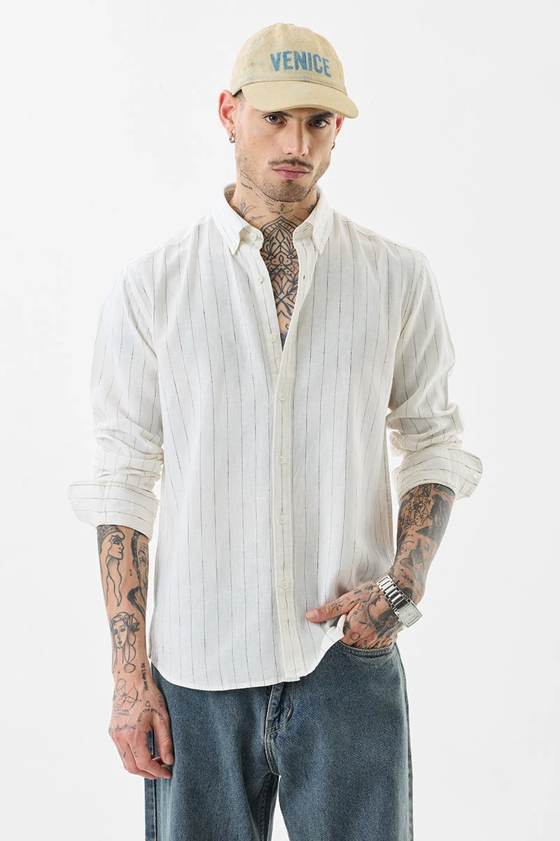 SNITCH Off-White Stripes Slim Fit Shirt